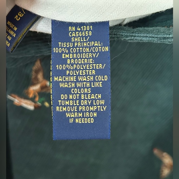 Polo Ralph Lauren Dark Green Corduroy Pants with Geese / Duck Embroidery - Picture 10 of 10